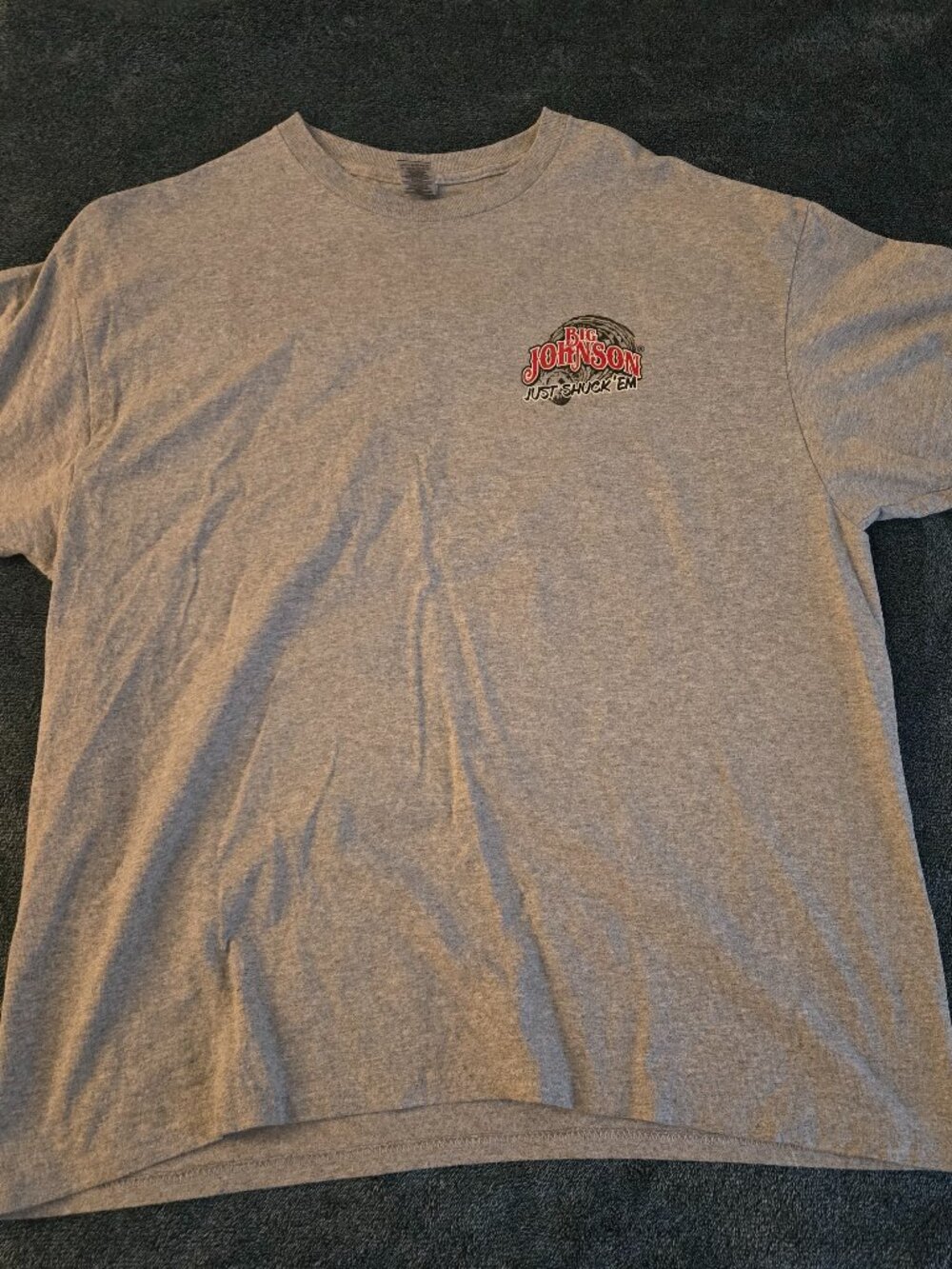 Vintage Big Johnson Just Shuck'Em Y2K T-Shirt Size XL Gray